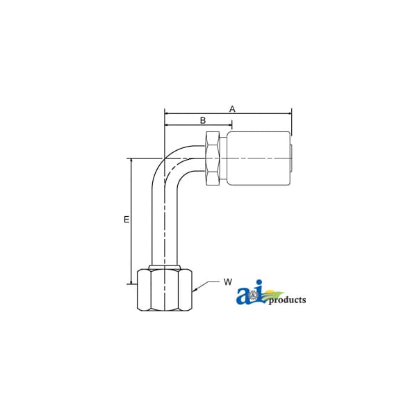 HC-FFX90L Female Seal Lok - Swivel - 90 Degree Elbow Long 4 x4 x1